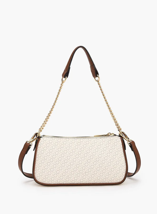 سيليست Monogram Print Shoulder Bag With Zip Closure
